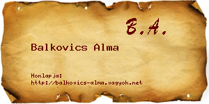 Balkovics Alma névjegykártya